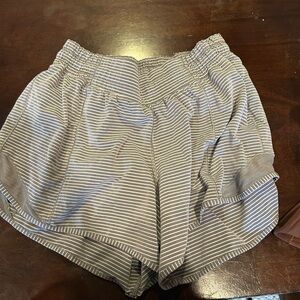 Lululemon Athletica Gray Striped Athletic Shorts